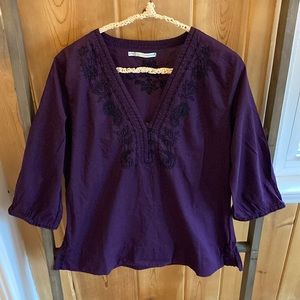 Maurices 3/4 sleeve cotton embroidered blouse